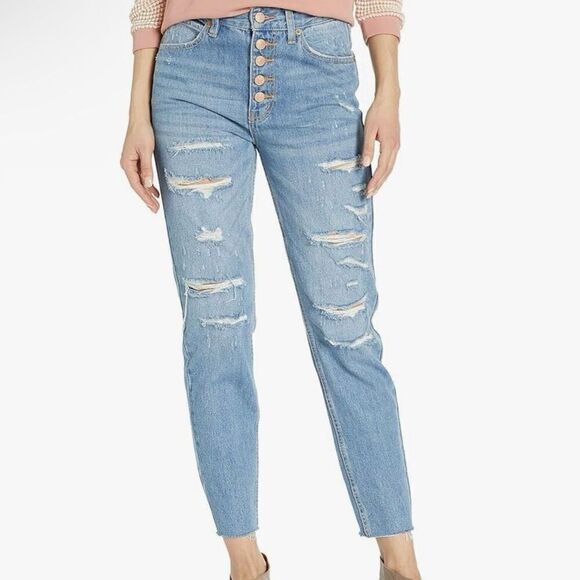 Free people we the people blossom jeans 5 button light wash raw hem size 28 - Picture 1 of 6